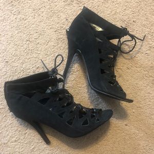 Black lace up heels